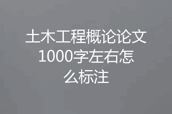 土木工程概论论文1000字左右怎么标注