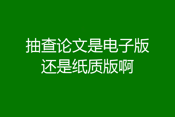 抽查论文是电子版还是纸质版啊