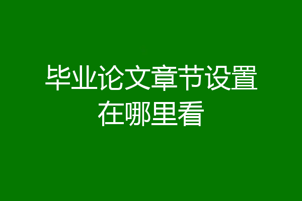 毕业论文章节设置在哪里看