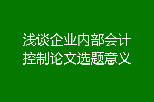 浅谈企业内部会计控制论文选题意义