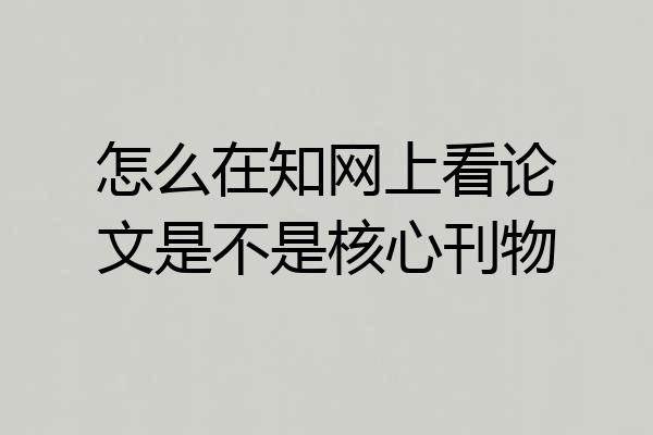 怎么在知网上看论文是不是核心刊物