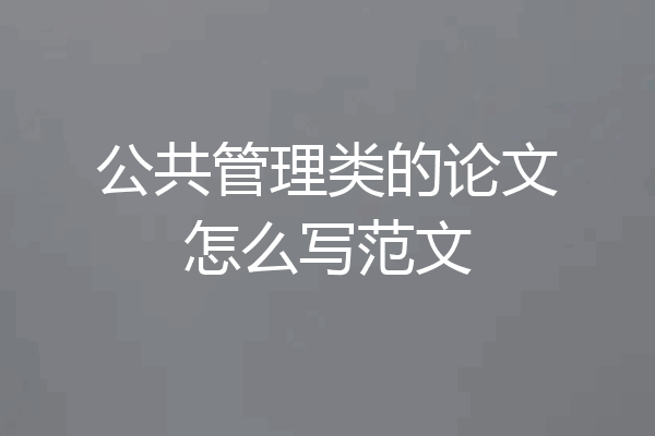 公共管理类的论文怎么写范文