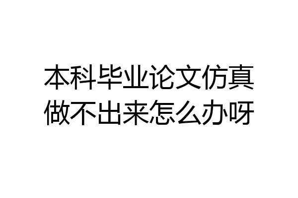 本科毕业论文仿真做不出来怎么办呀