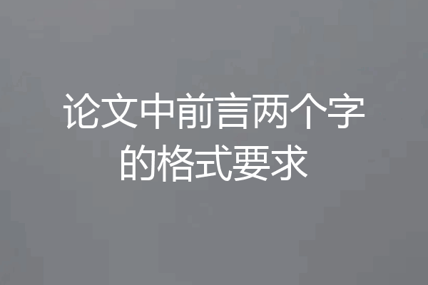 论文中前言两个字的格式要求