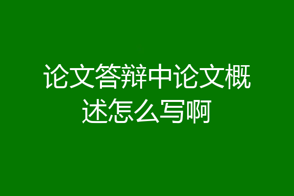 论文答辩中论文概述怎么写啊