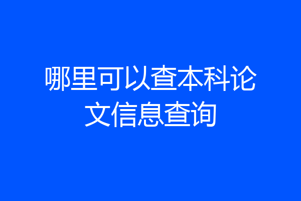 哪里可以查本科论文信息查询