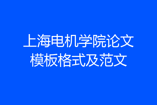 上海电机学院论文模板格式及范文
