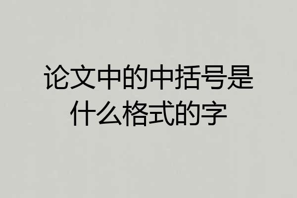 论文中的中括号是什么格式的字