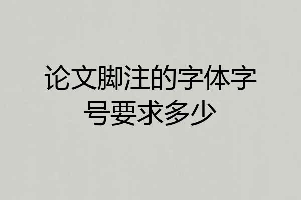 论文脚注的字体字号要求多少