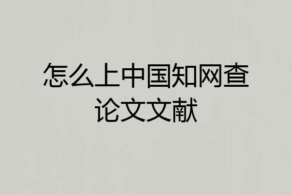 怎么上中国知网查论文文献