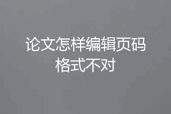 论文怎样编辑页码格式不对