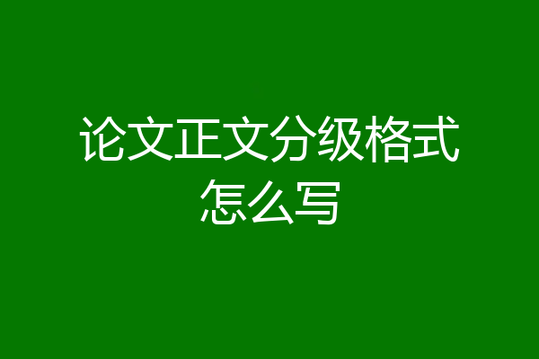 论文正文分级格式怎么写