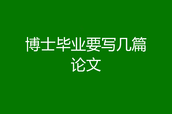 博士毕业要写几篇论文