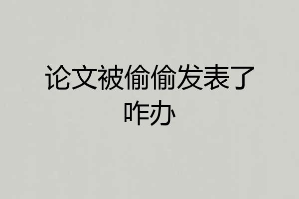 论文被偷偷发表了咋办