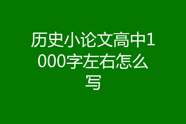 历史小论文高中1000字左右怎么写