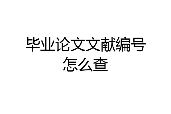 毕业论文文献编号怎么查