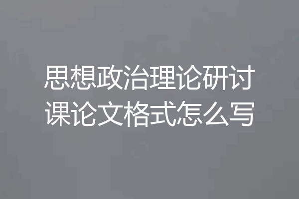 思想政治理论研讨课论文格式怎么写