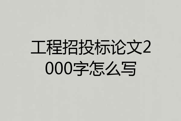 工程招投标论文2000字怎么写