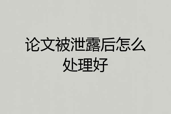 论文被泄露后怎么处理好