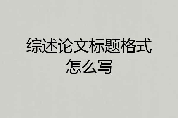 综述论文标题格式怎么写