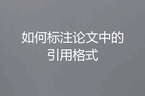 如何标注论文中的引用格式