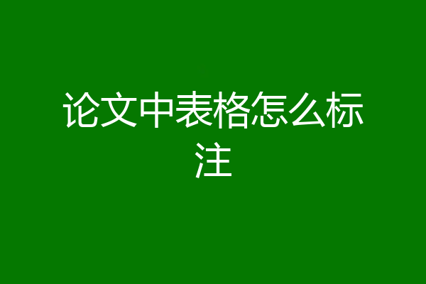 论文中表格怎么标注