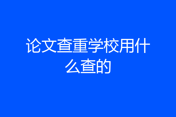 论文查重学校用什么查的