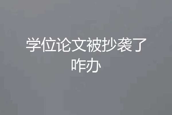 学位论文被抄袭了咋办