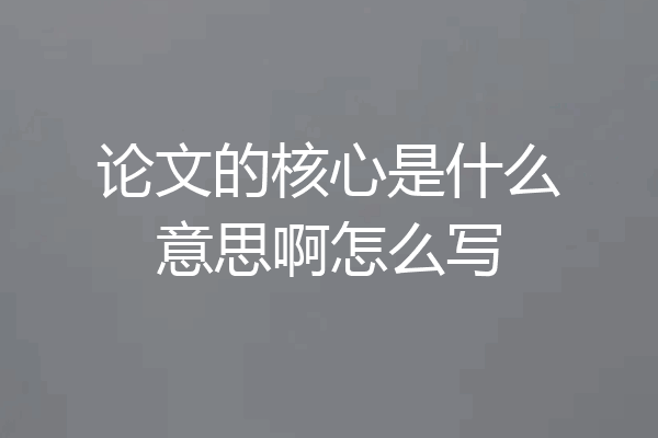 论文的核心是什么意思啊怎么写