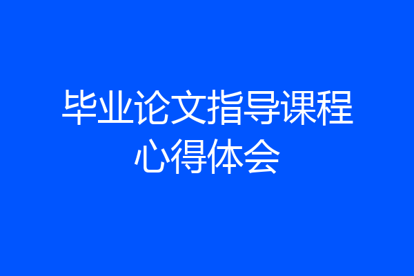 毕业论文指导课程心得体会