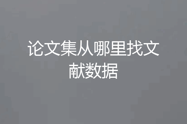 论文集从哪里找文献数据