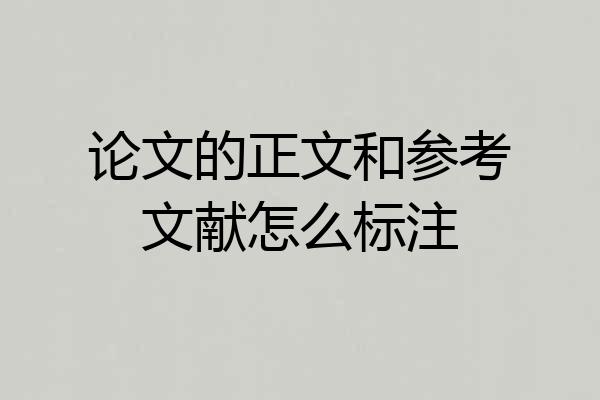 论文的正文和参考文献怎么标注