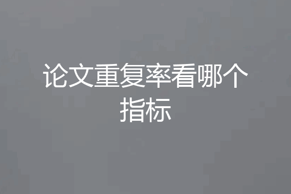 论文重复率看哪个指标
