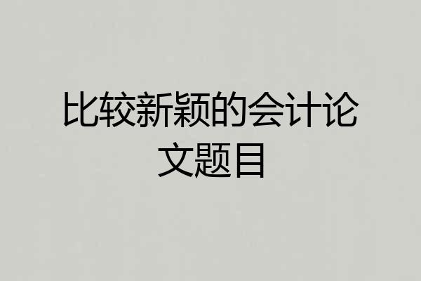 比较新颖的会计论文题目