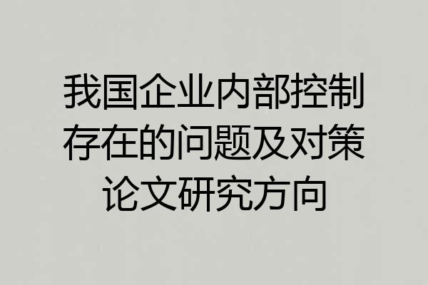 我国企业内部控制存在的问题及对策论文研究方向