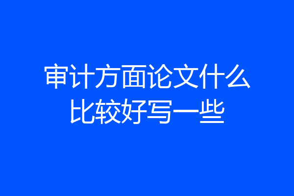 审计方面论文什么比较好写一些