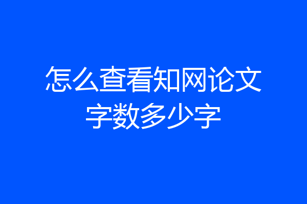 怎么查看知网论文字数多少字