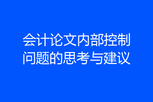 会计论文内部控制问题的思考与建议