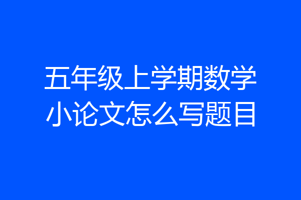 五年级上学期数学小论文怎么写题目