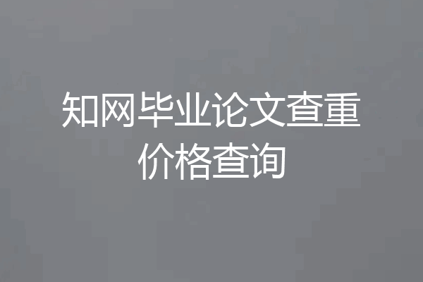 知网毕业论文查重价格查询