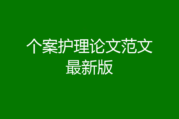 个案护理论文范文最新版