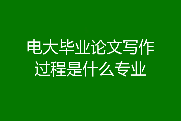 电大毕业论文写作过程是什么专业