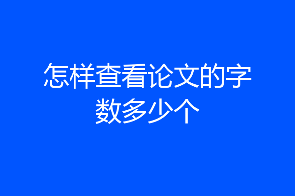 怎样查看论文的字数多少个