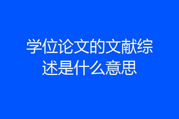 学位论文的文献综述是什么意思