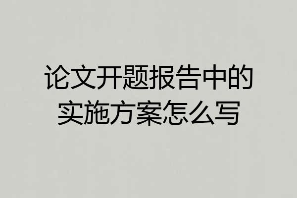 论文开题报告中的实施方案怎么写