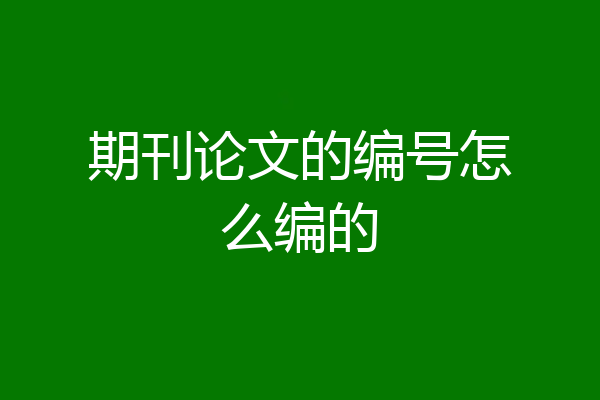 期刊论文的编号怎么编的