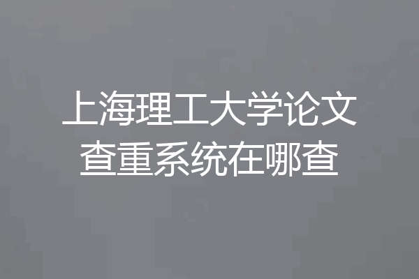 上海理工大学论文查重系统在哪查