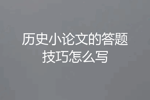 历史小论文的答题技巧怎么写
