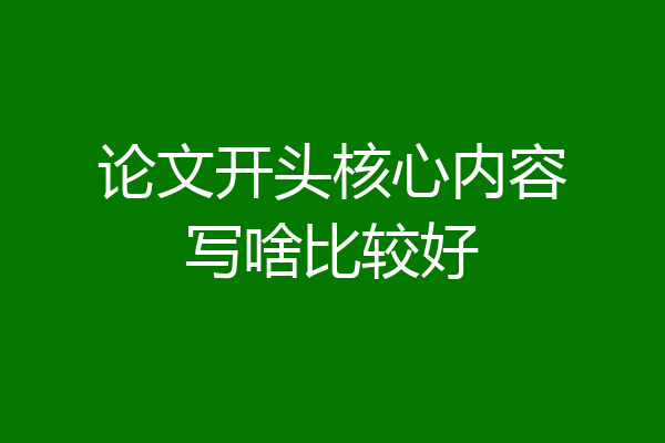 论文开头核心内容写啥比较好