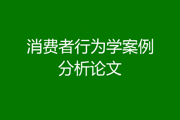 消费者行为学案例分析论文